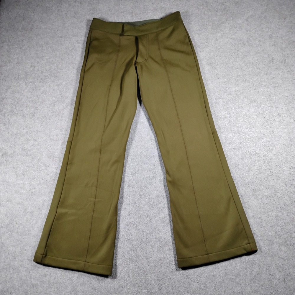 prAna Flare Leg Yoga Pants Medium Olive Green Fleece Lined Outdoor Hiking